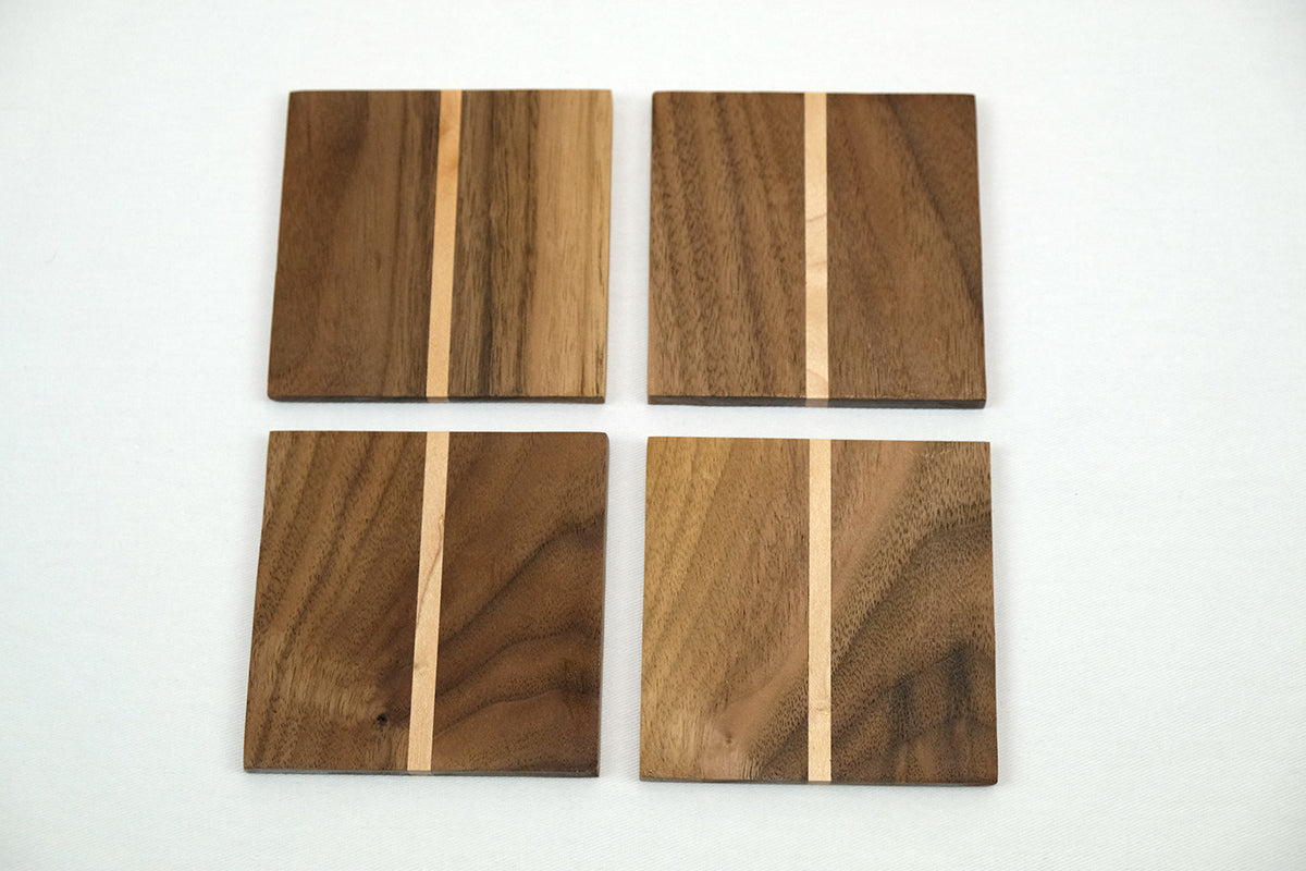Walnut & maple coaster set (4 or 6) - McGary Woodworks