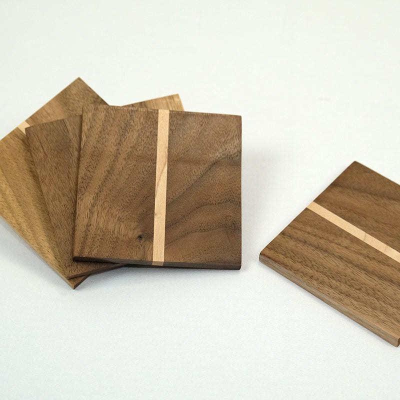 Walnut & maple coaster set (4 or 6) - McGary Woodworks