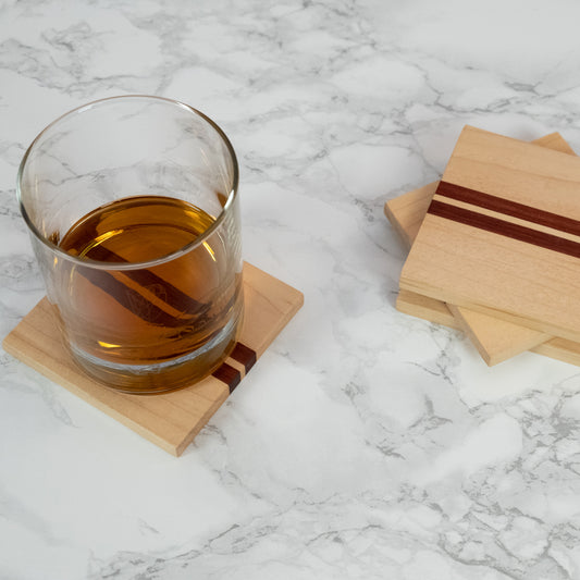 Maple and bloodwood coaster set (4 or 6)