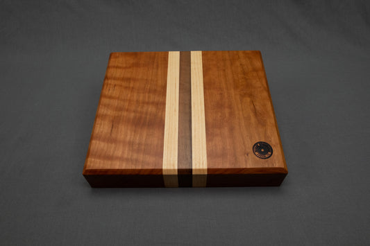 Face grain cherry cutting board with maple and black walnut accents - McGary Woodworks