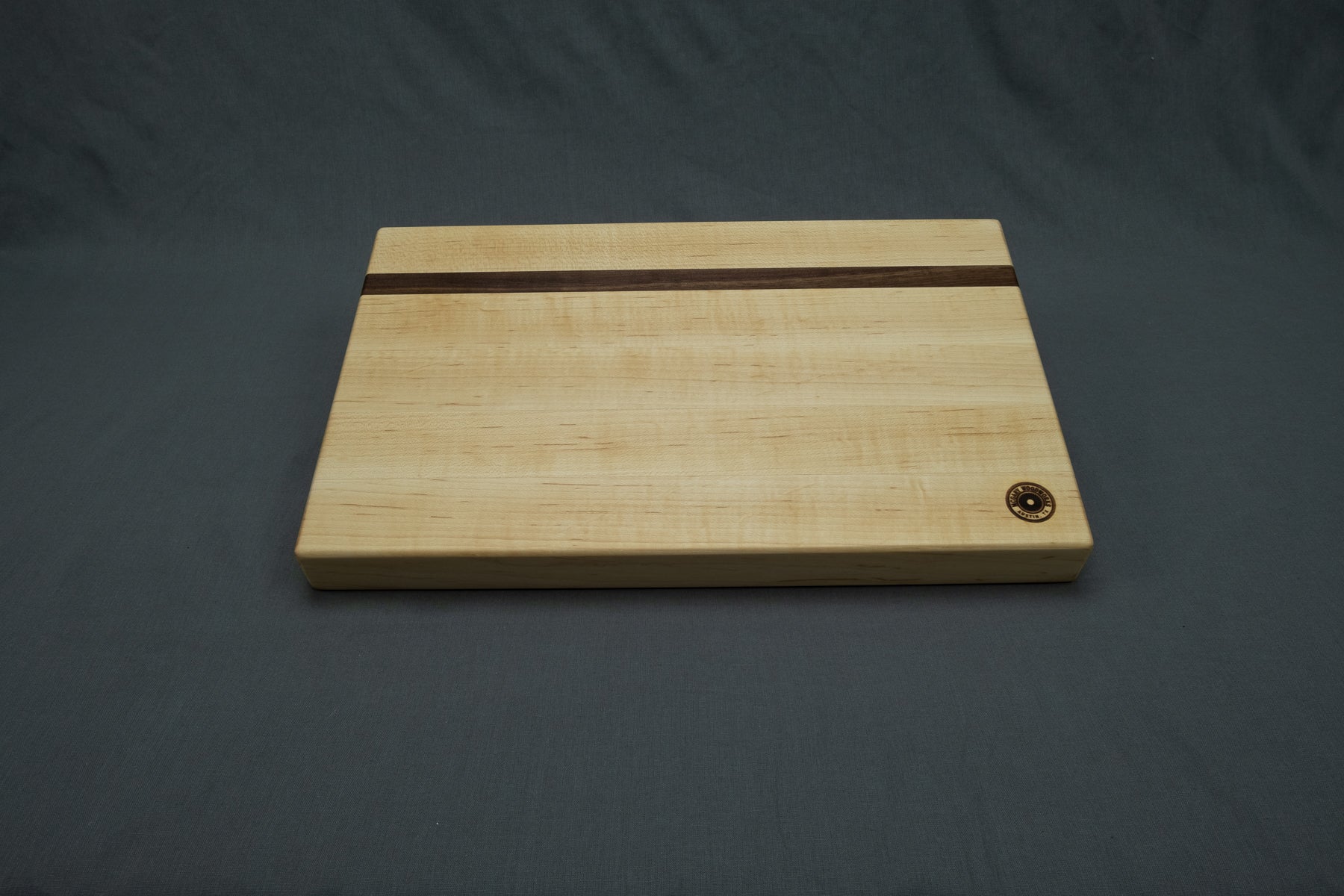 Edge grain maple wood cutting board with walnut stripe - McGary Woodworks