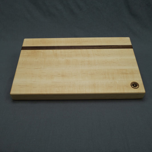 Edge grain maple wood cutting board with walnut stripe - McGary Woodworks
